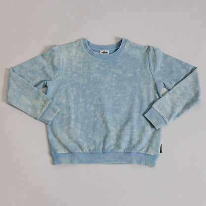 blue acid wash kids crew sweater