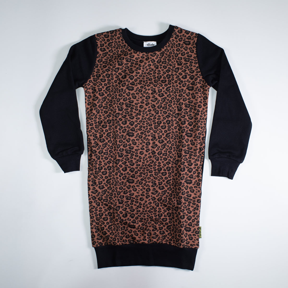 kids sweater dress rust leopard