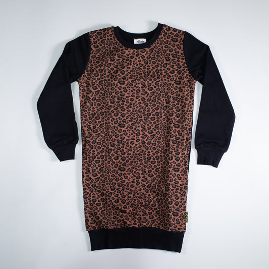 kids sweater dress rust leopard