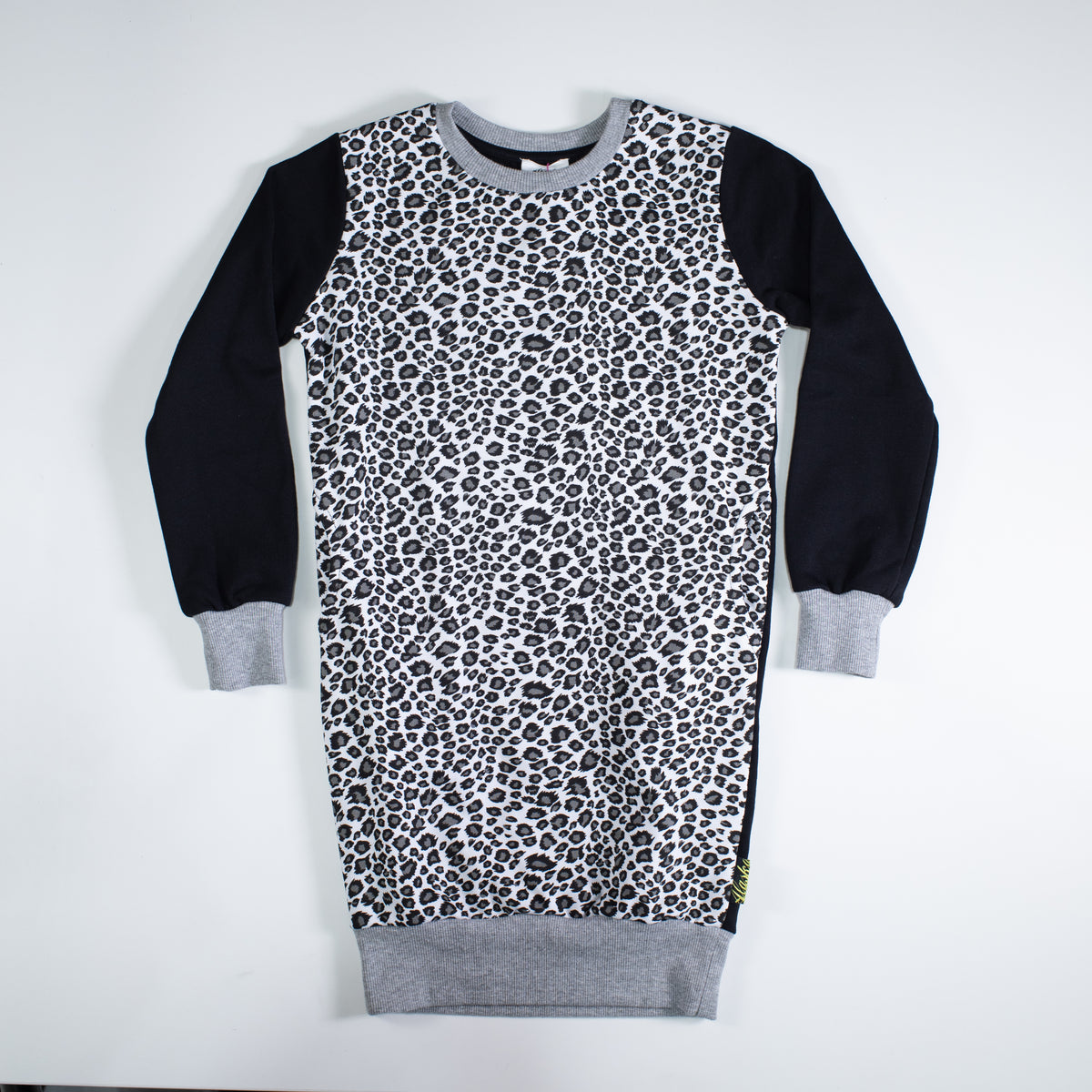 kids sweater dress white leopard