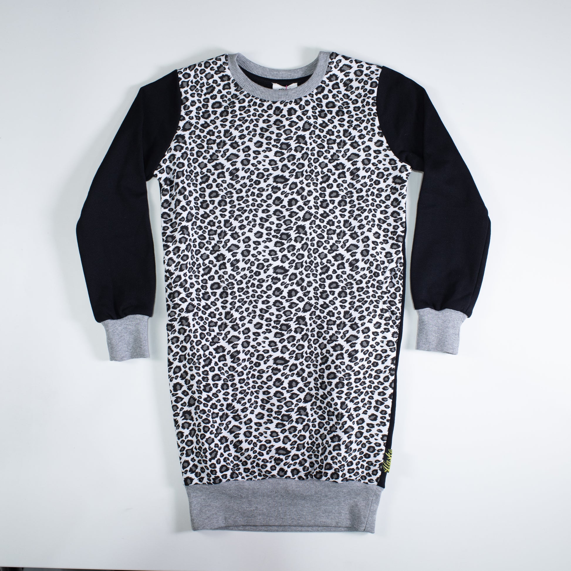 kids sweater dress white leopard