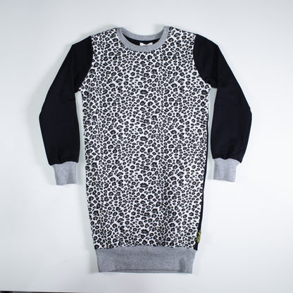 kids sweater dress white leopard