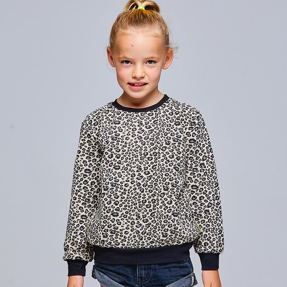 girls black leopard sweater
