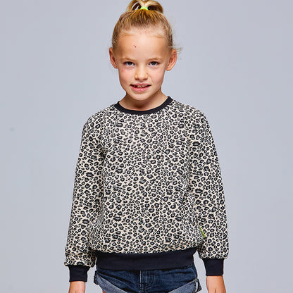 girls black leopard sweater
