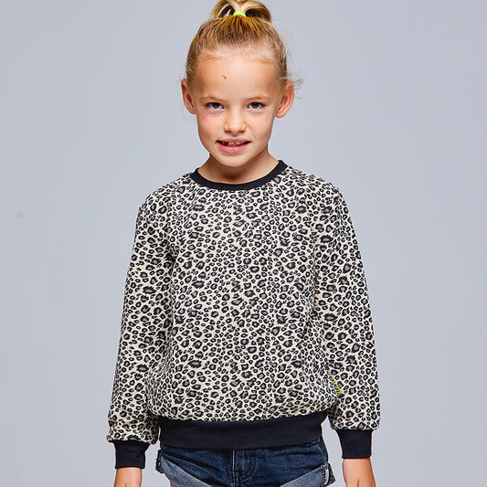 girls black leopard sweater