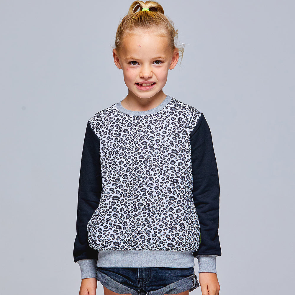 girls leopard print basic sweater