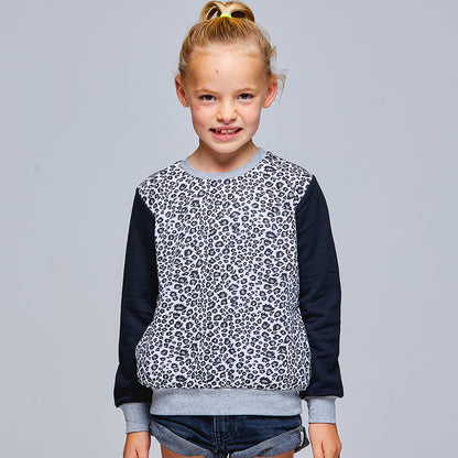 girls leopard print basic sweater