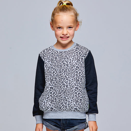 girls leopard print basic sweater