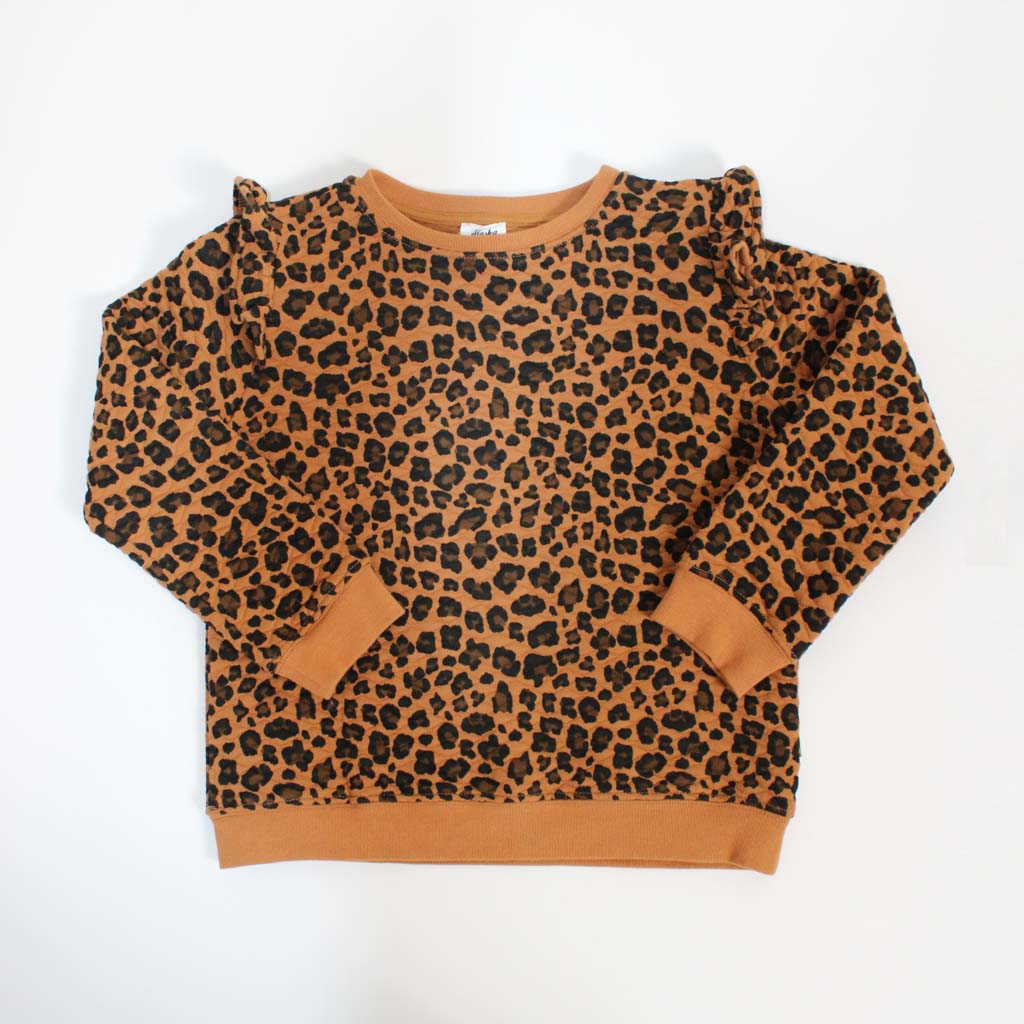 kids leopard print sweater brown