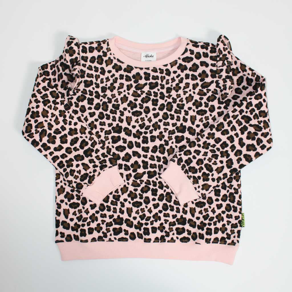 kids leopard print sweater pink