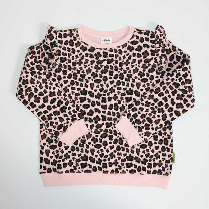 kids leopard print sweater pink