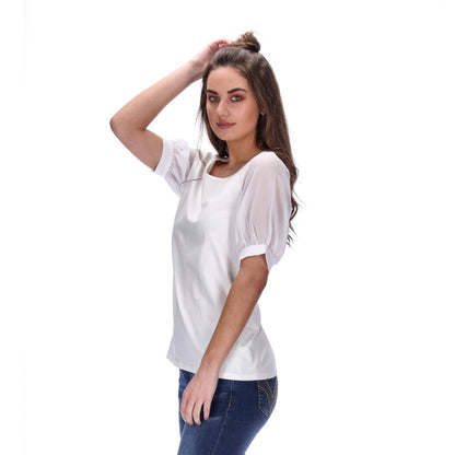 ballon sleeve tee white