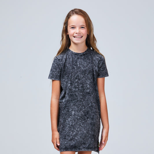 girls stonewash midi dress