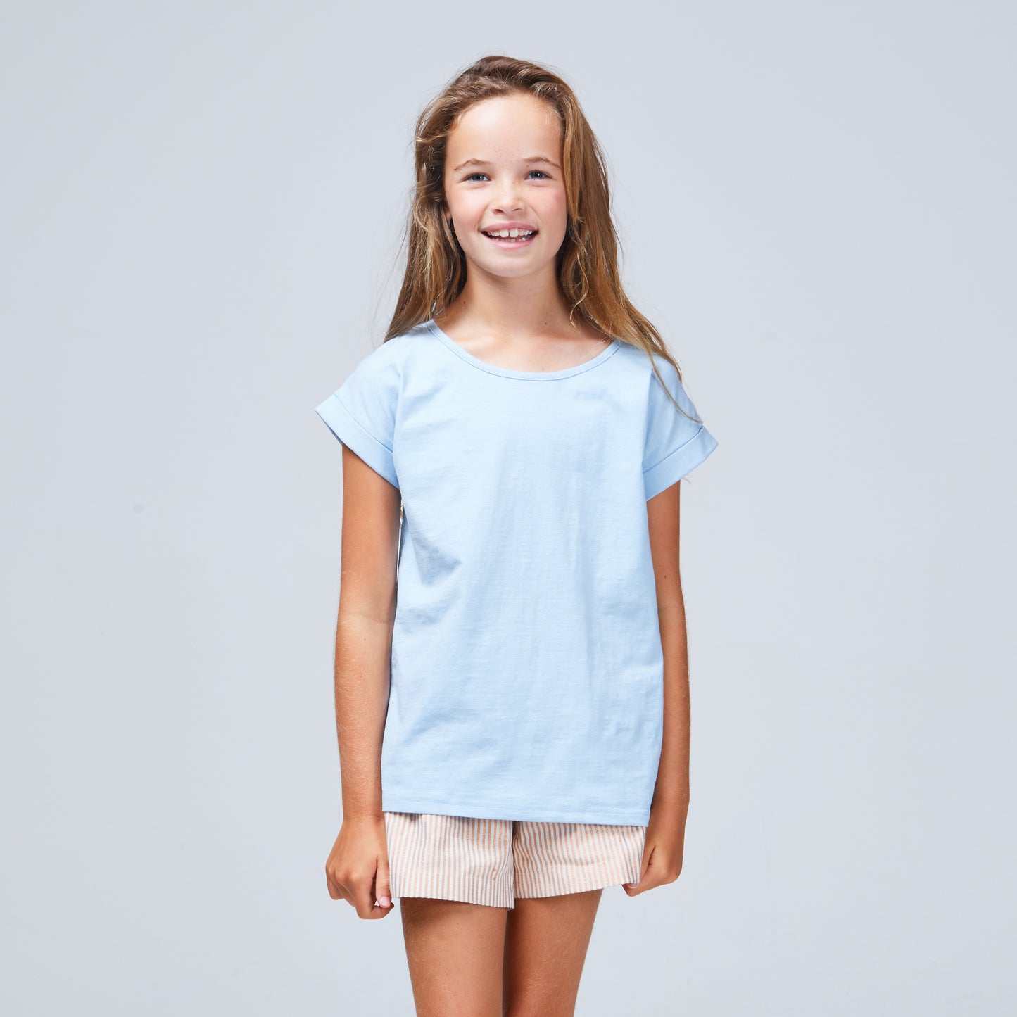 baby blue girls basic tee