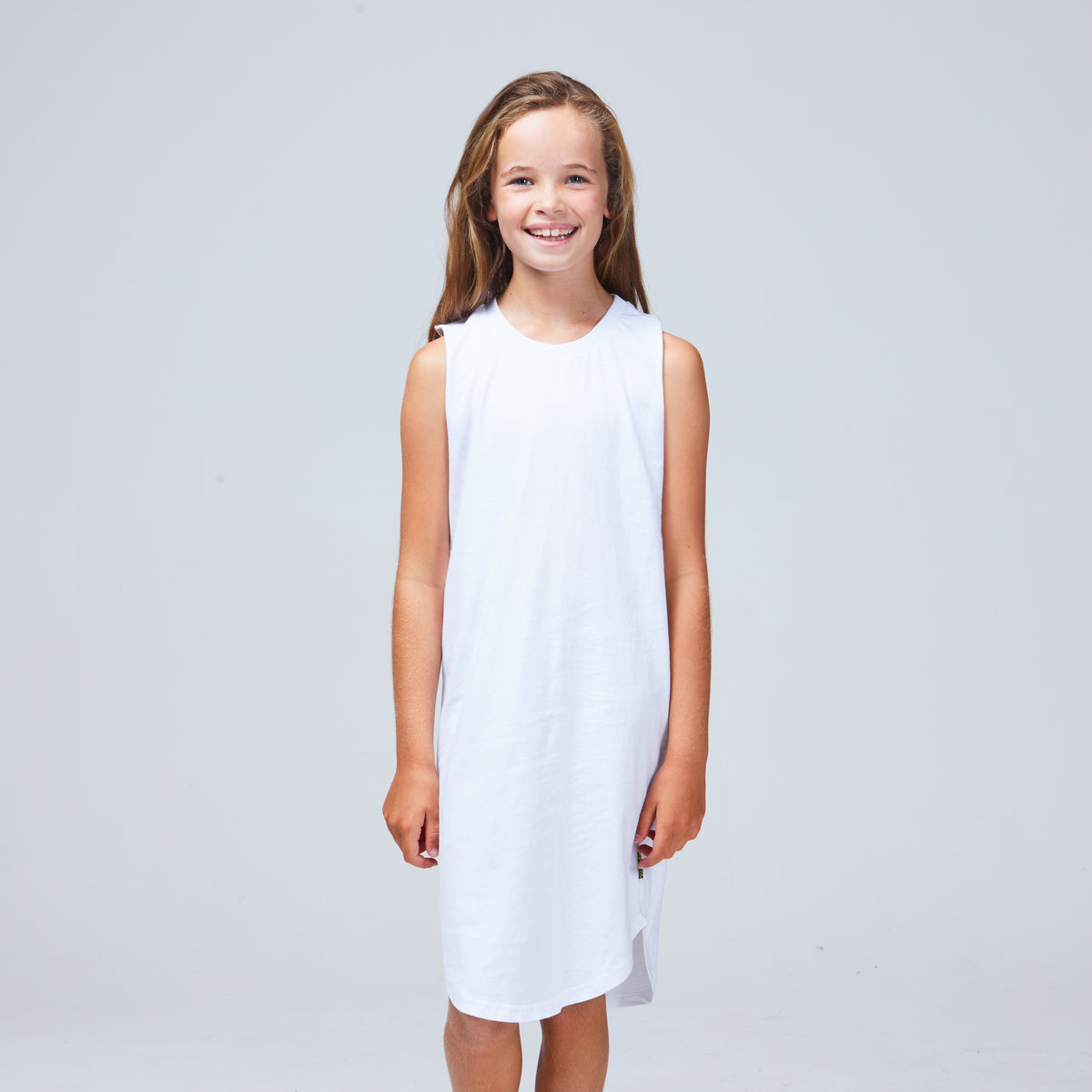 girls singlet dress white