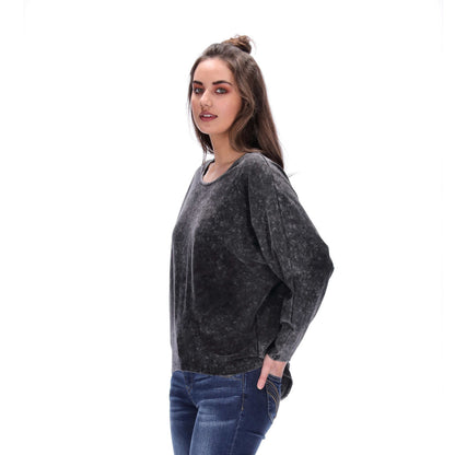 Amber Long Sleeve Top Acid Wash