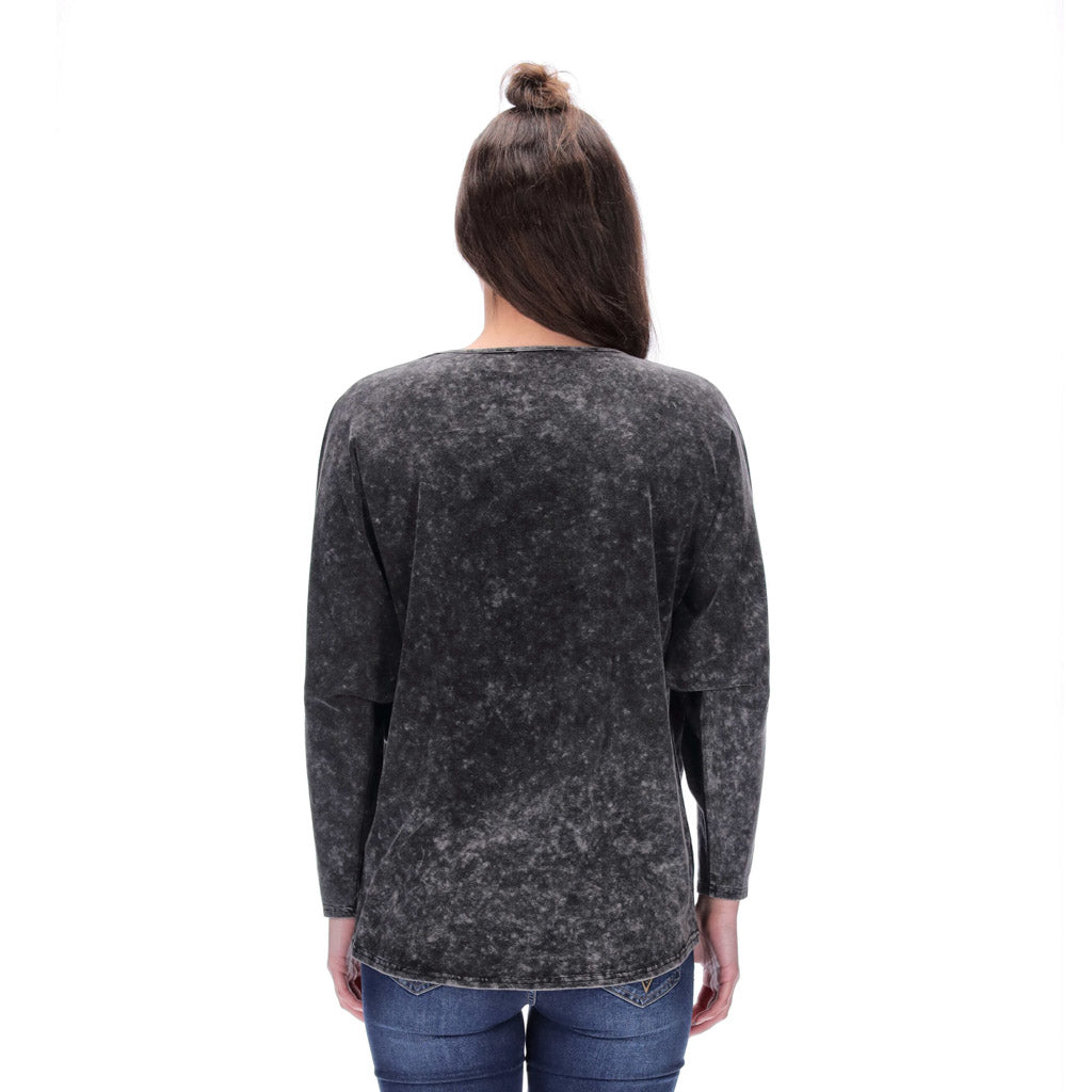 Amber Long Sleeve Top Acid Wash