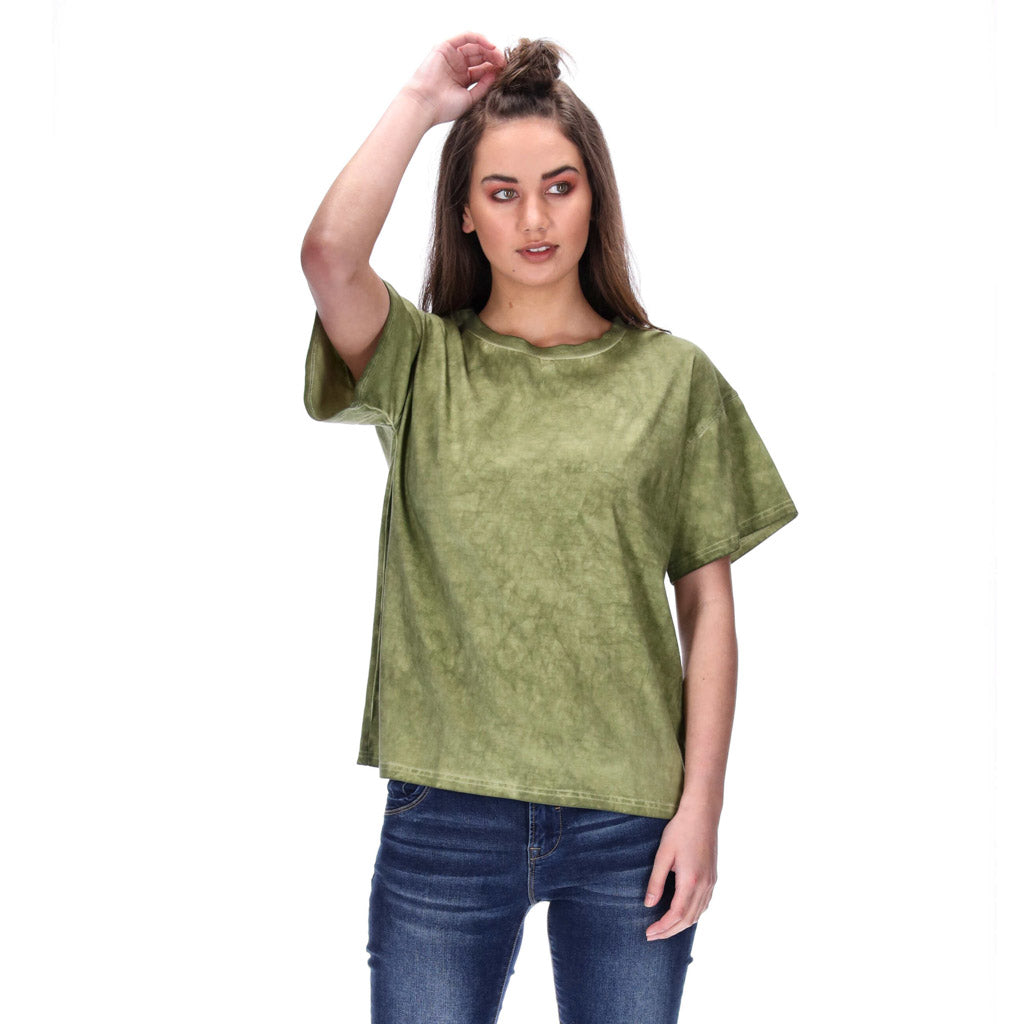 boxy acidwash tee khaki