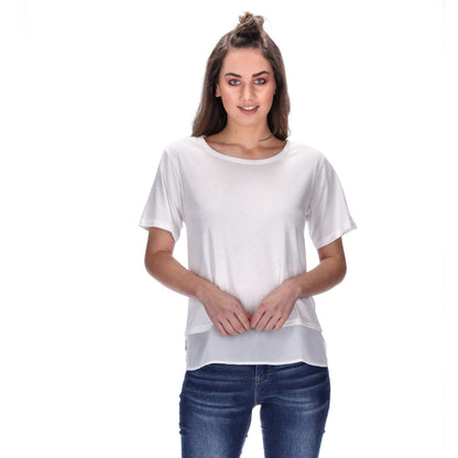 chiffon trim white tee