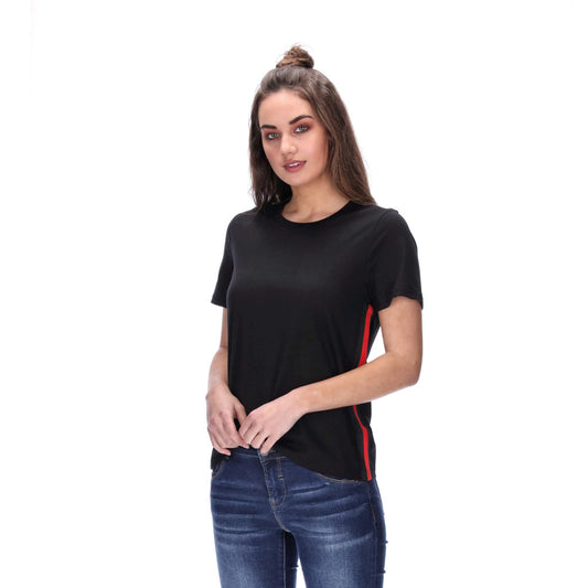 side seam striped black tee