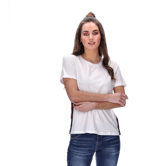 side seam striped white tee