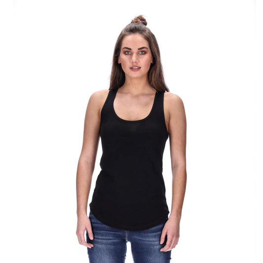 curved hem singlet black