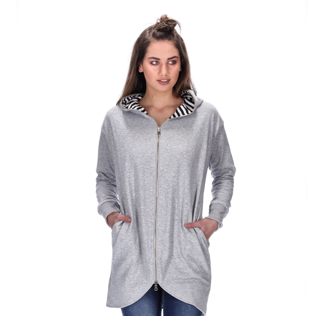 reversible striped zip sweater women