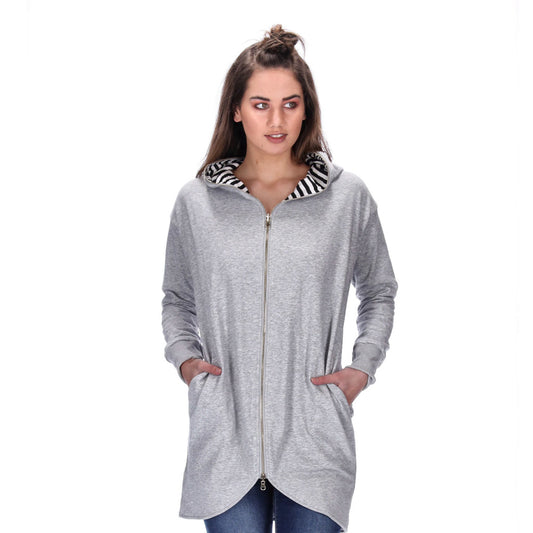reversible striped zip sweater women