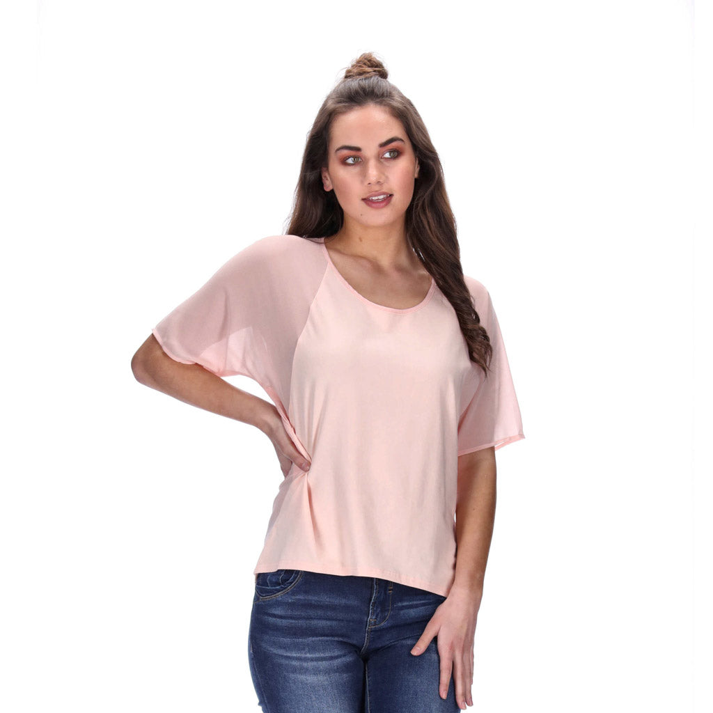 chiffon sleeved tee peach