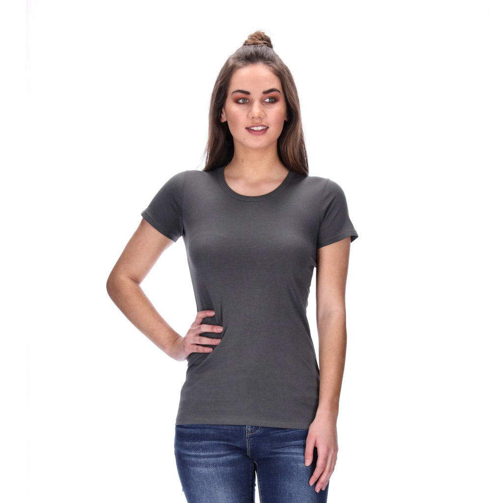 womens fitted basic charcoal grey tee