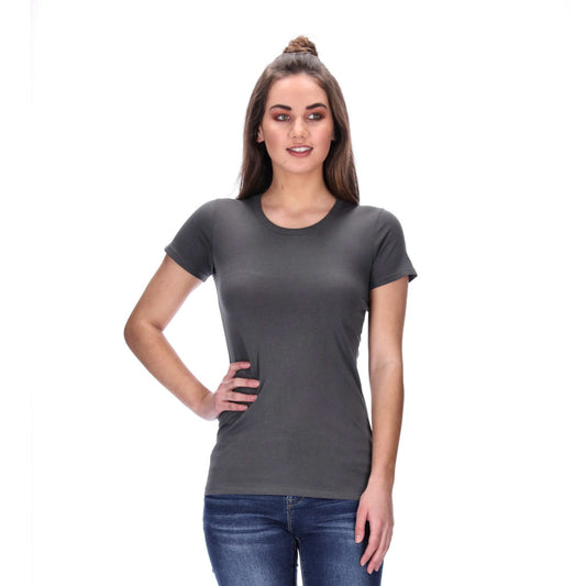 womens fitted basic charcoal grey tee