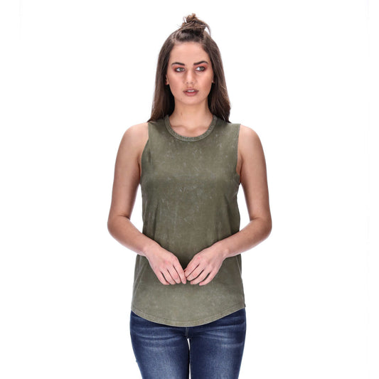 womens distressed khkai tank