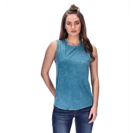 womens distressed teal tank