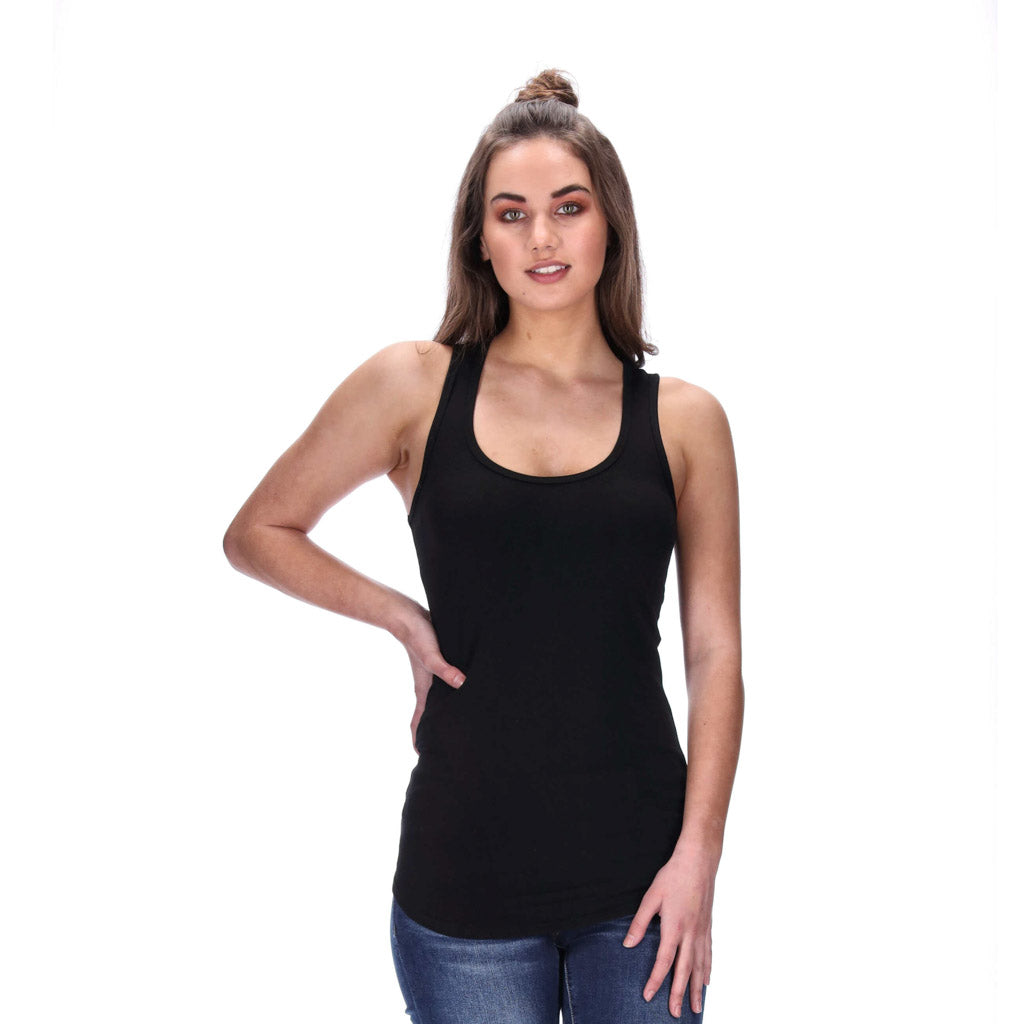 womens muscle back singlet black