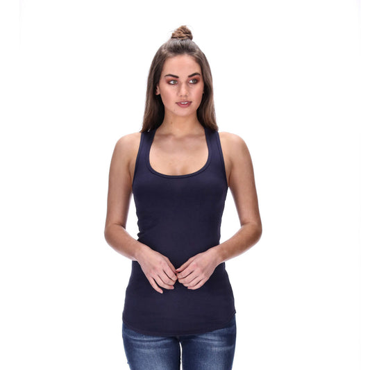 womens muscle back singlet navy