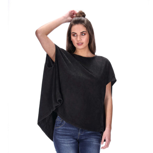 one size distressed black tee