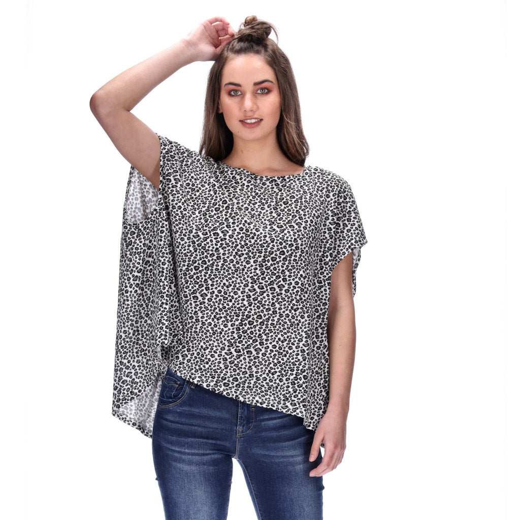 one size white leopard tee