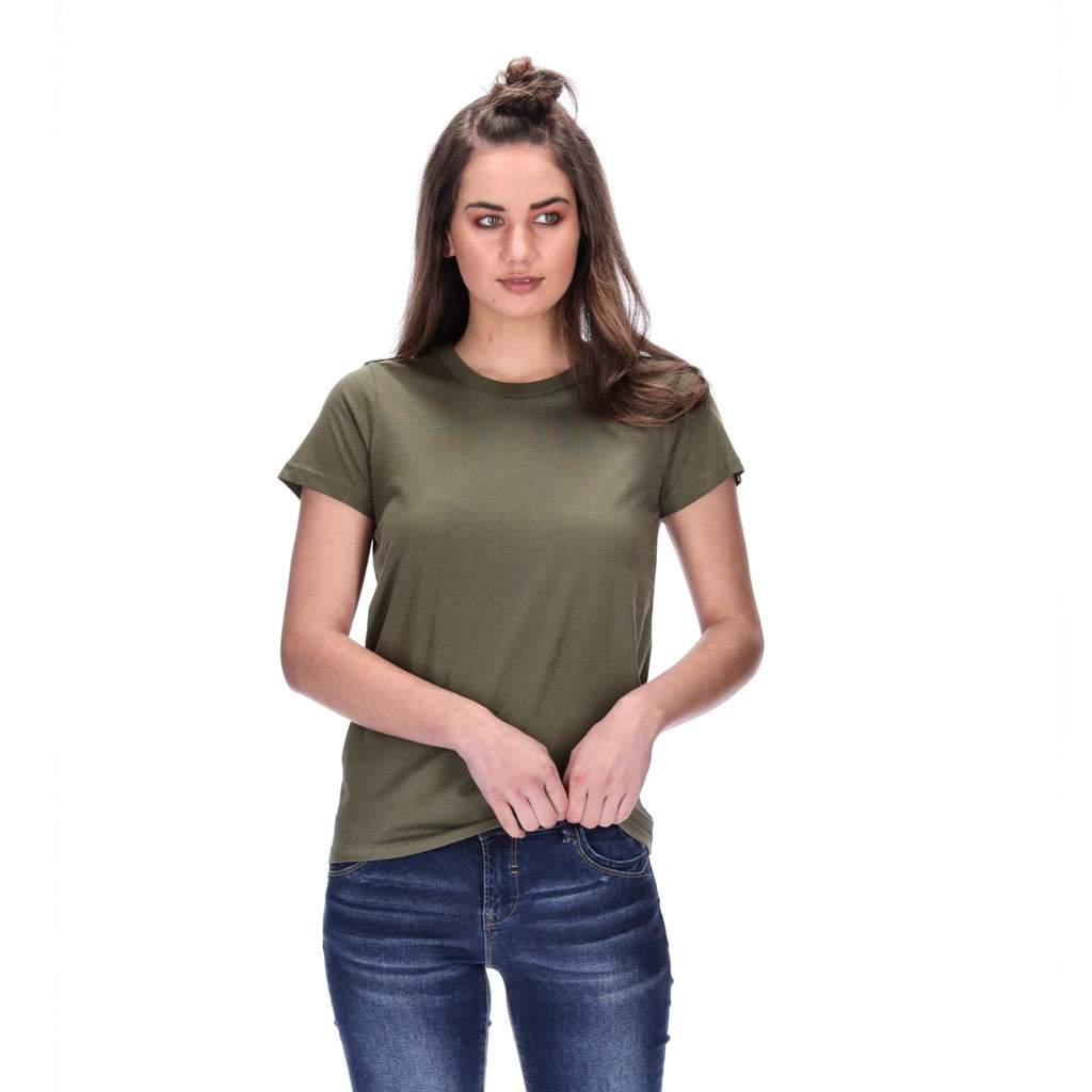 womens basic army green tee
