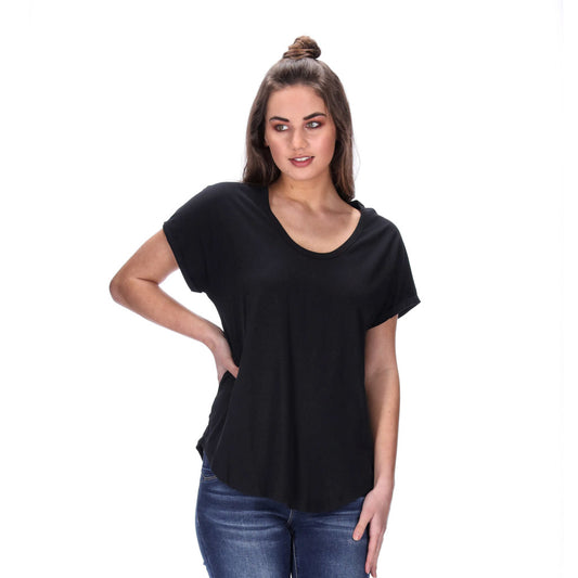 scoop neck womens tee black