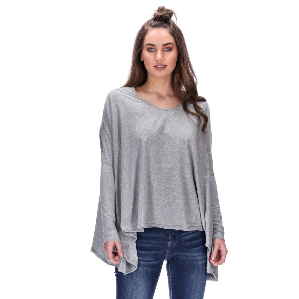 womens basic long sleeve grey