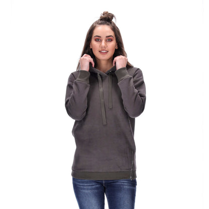 zip detail womens charcoal grey hoodie