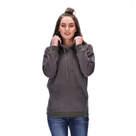 zip detail womens charcoal grey hoodie