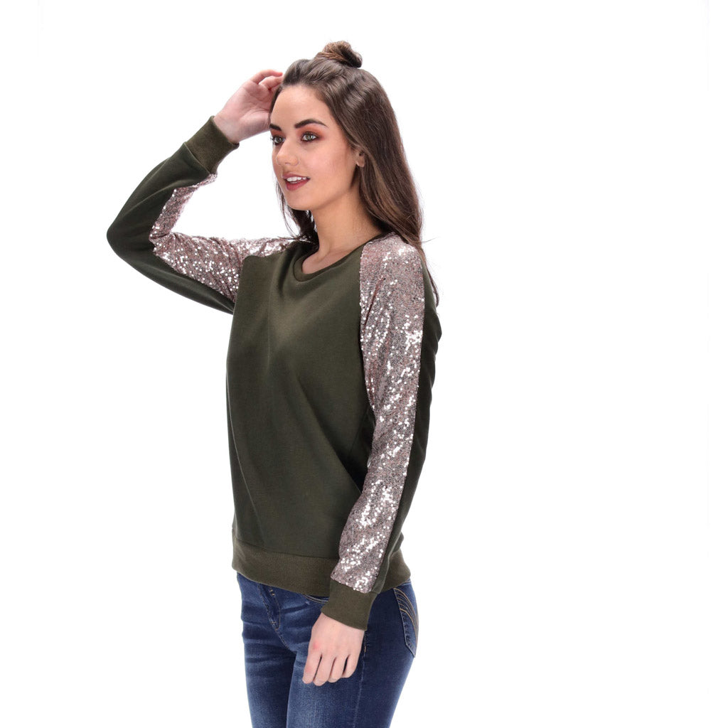 Frankie Sweater Khaki/Rose Gold