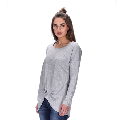 Hailey Long Sleeve Top Grey Marle