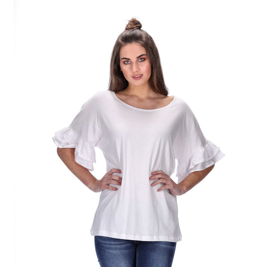 frill sleeve top white