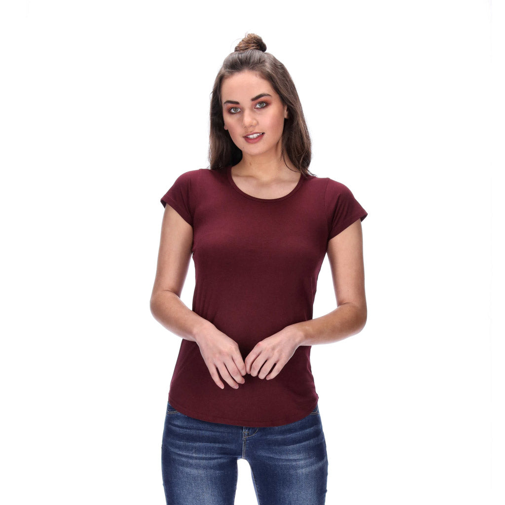 womens burgandy tee