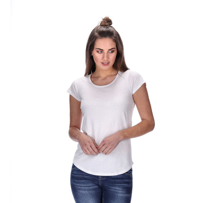 womens scoop neck tee white