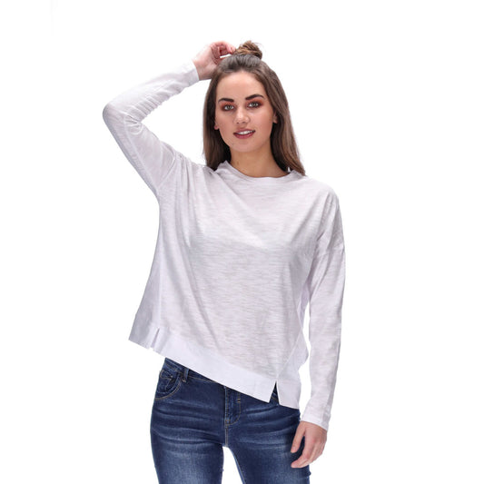 textured white long sleeve basic