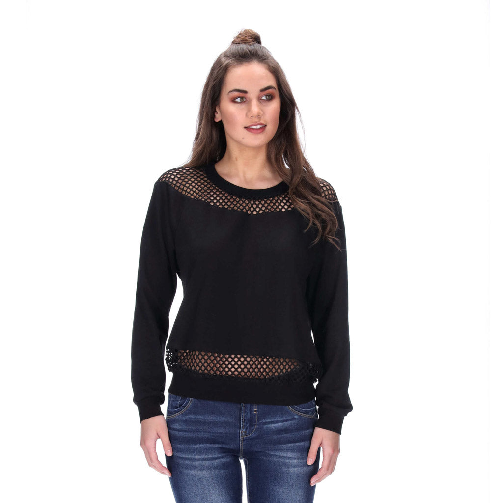 mesh black womens sweater