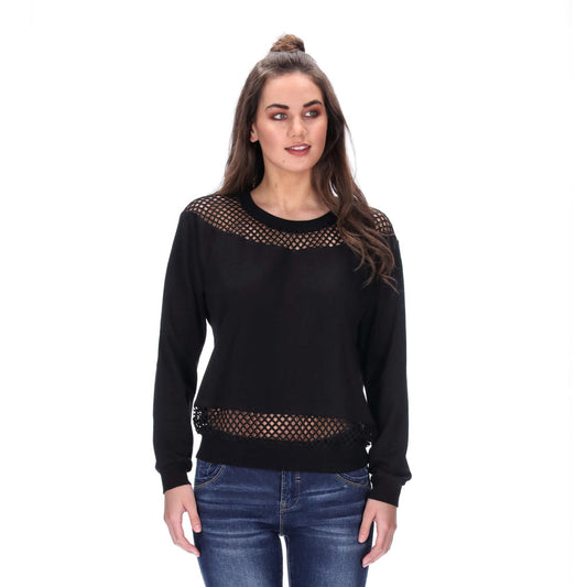 mesh black womens sweater